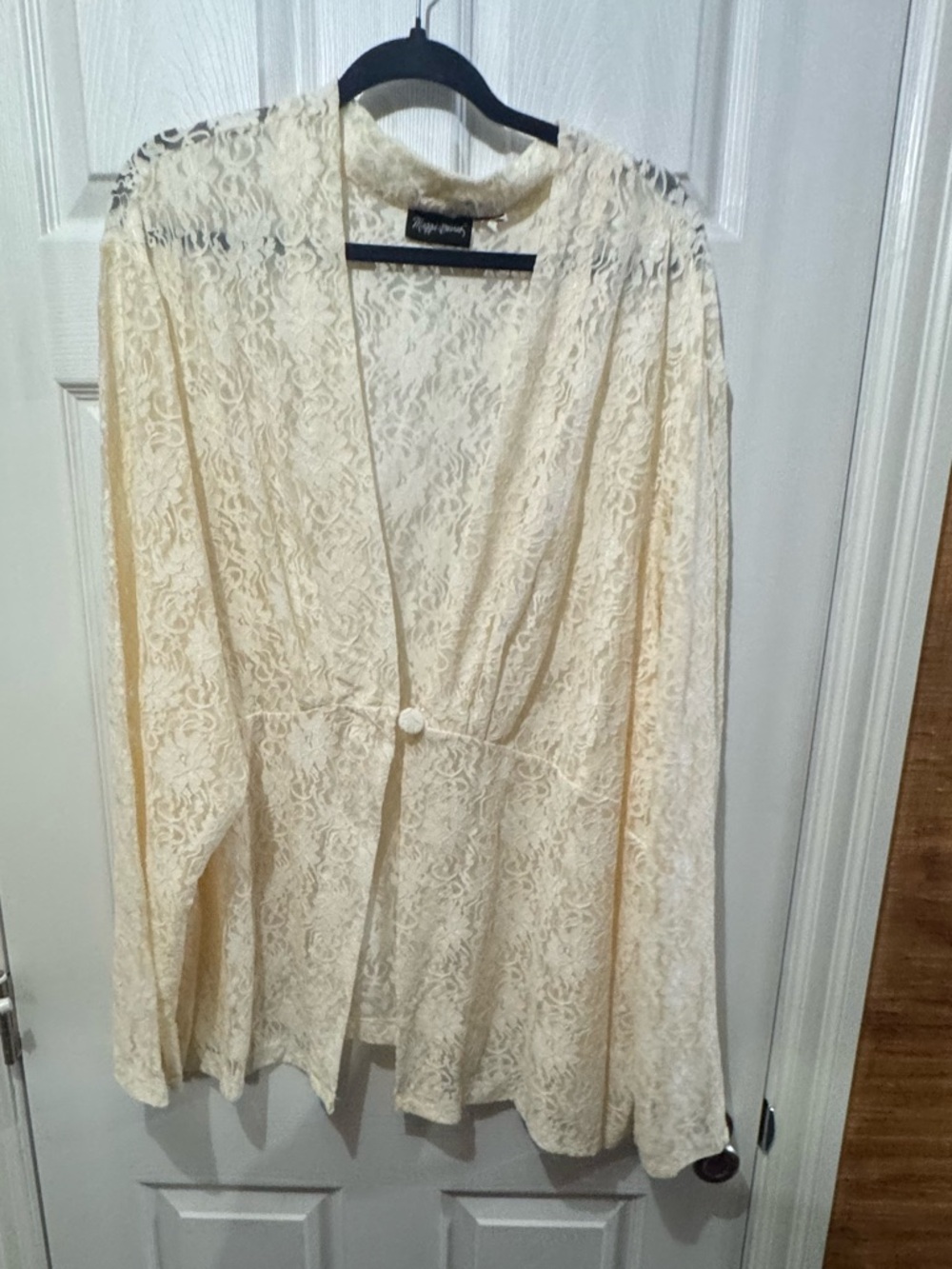 Cream Lace Button-Front Jacket